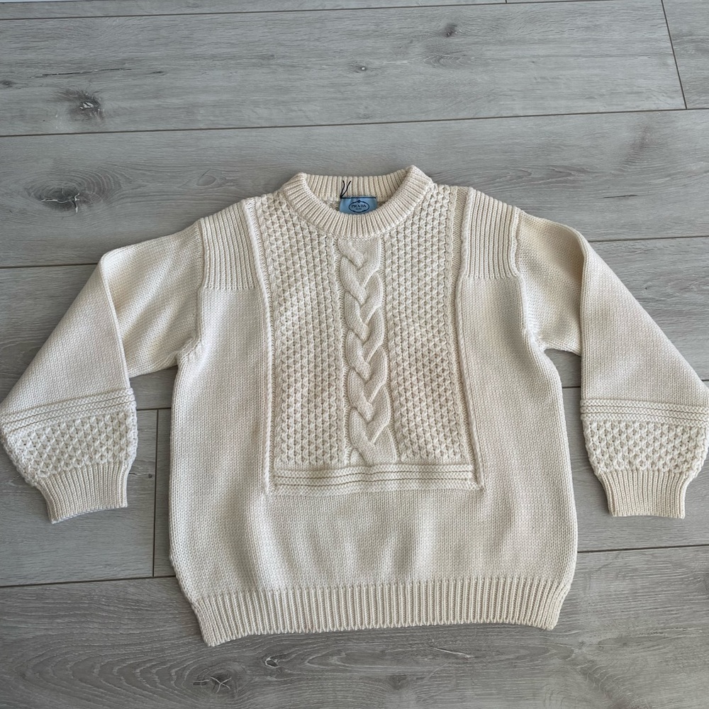 Prada Cream Cable Knit Sweater